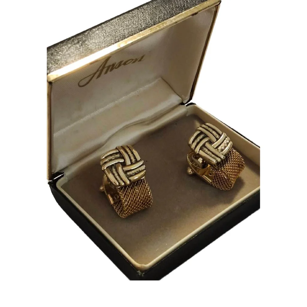 Vintage Anson Gold Mesh Cufflink Set - NOS